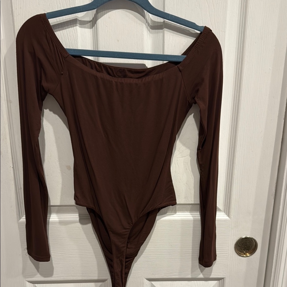 Naked Wardrobe Brown Long Sleeve Bodysuit